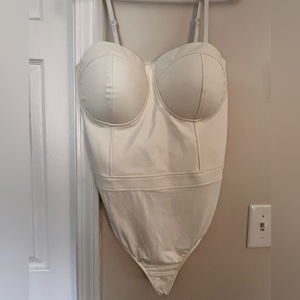 Off white one piece body suit top